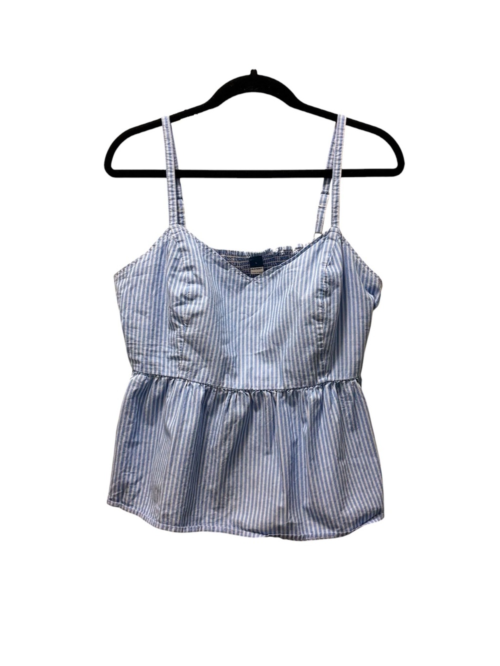 Old Navy Blue White Striped Cami Peplum Smock Top Size Large